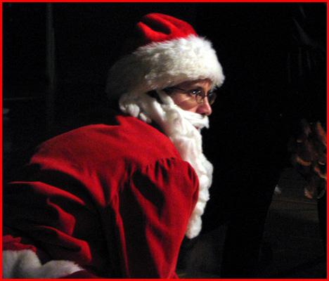 Portrait of Father Christmas during fight scene tableau