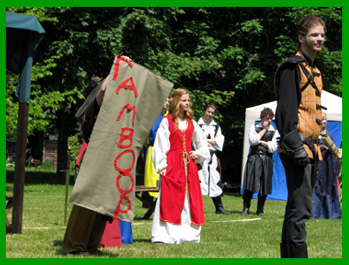 Crispin leaves the tournament ring with his banner